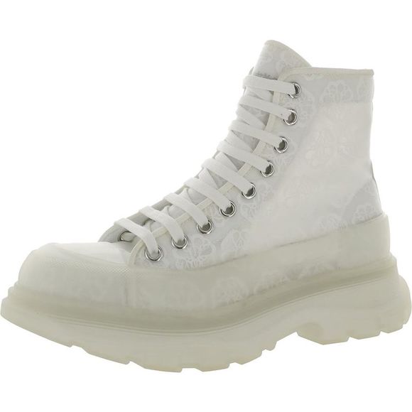 Alexander McQueen Shoes - Alexander McQueen Womens Ivory Lifestyle Chunky Transparent Booties Shoes New